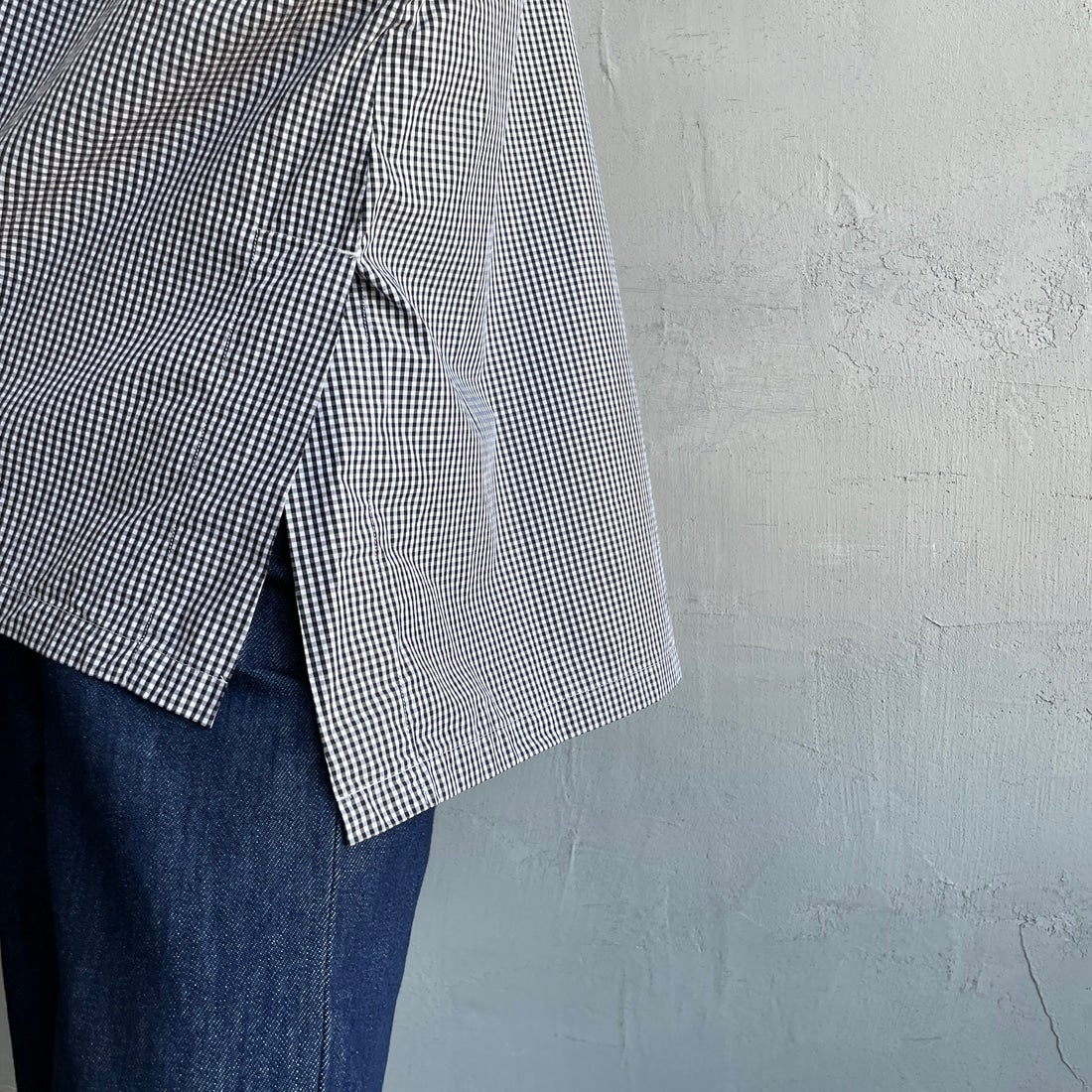 DANTON [ダントン] ハーフスリーブシャツ [DT-B0223CPP] BLACK GNGM &&モデル身長：150cm 着用サイズ：38&&