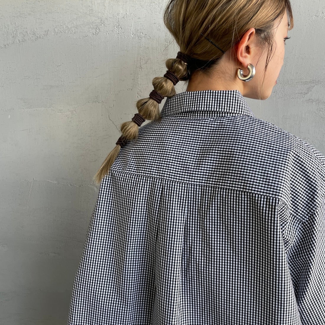 DANTON [ダントン] ハーフスリーブシャツ [DT-B0223CPP] BLACK GNGM &&モデル身長：150cm 着用サイズ：38&&