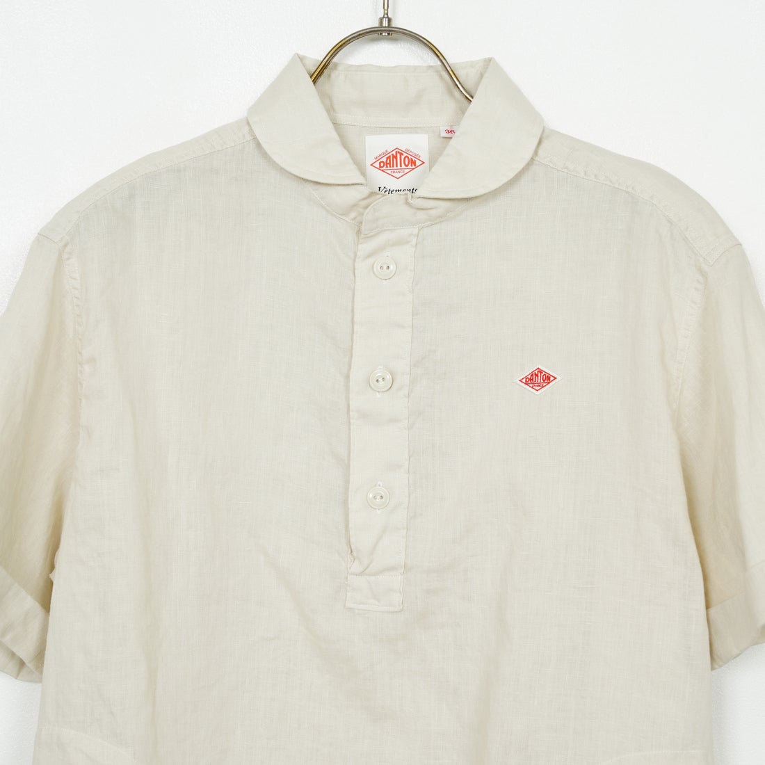 DANTON [ダントン] ラウンドカラー リネンプルオーバーシャツ [DT-B0283FLI] OYSTER