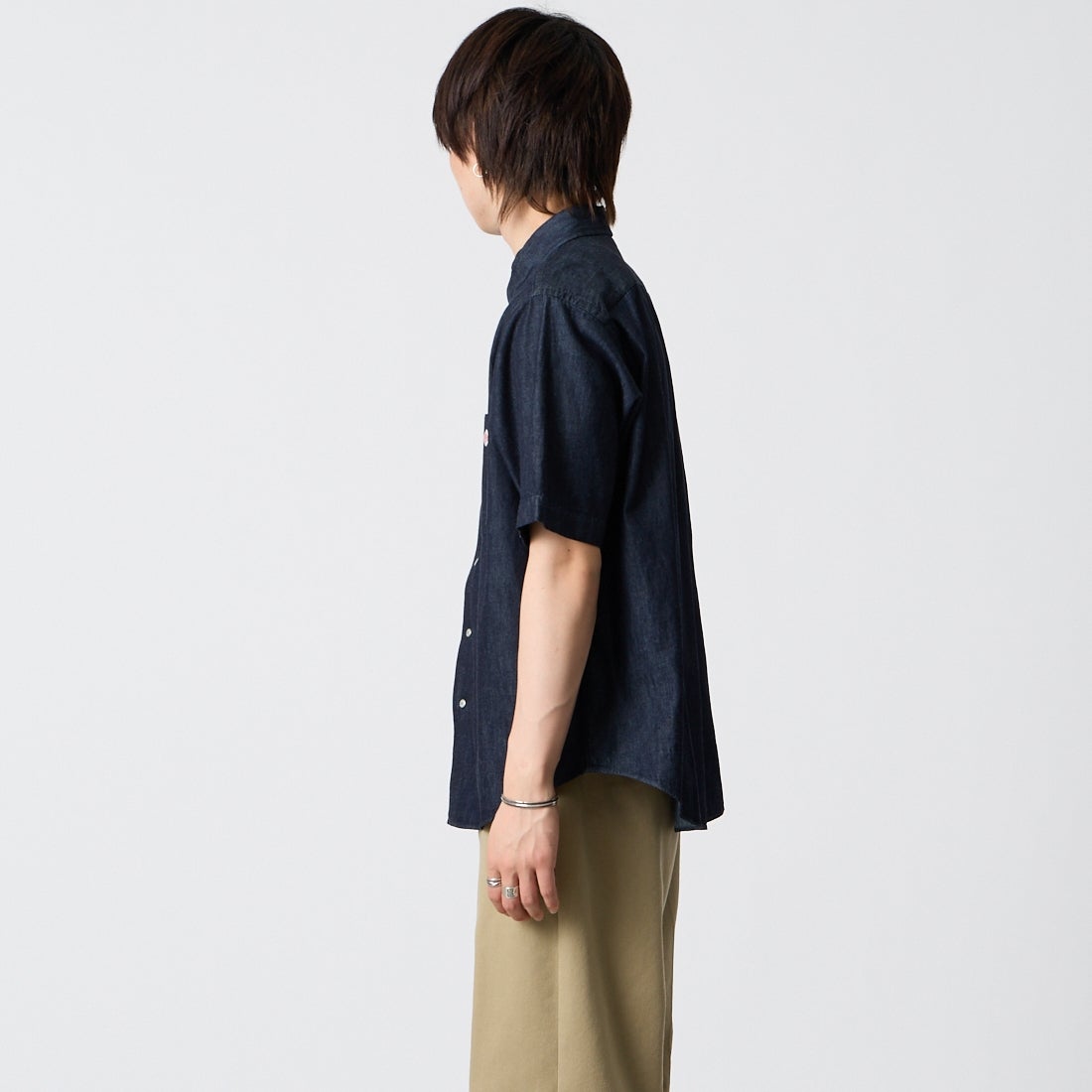 DANTON [ダントン] ドットボタン デニムダンガリー ボタンダウンシャツ [DT-B0337DUG] INDIGO &&モデル身長：177cm 着用サイズ：38&&