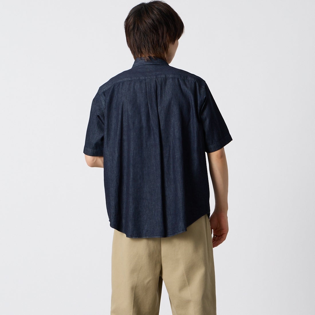 DANTON [ダントン] ドットボタン デニムダンガリー ボタンダウンシャツ [DT-B0337DUG] INDIGO &&モデル身長：177cm 着用サイズ：38&&