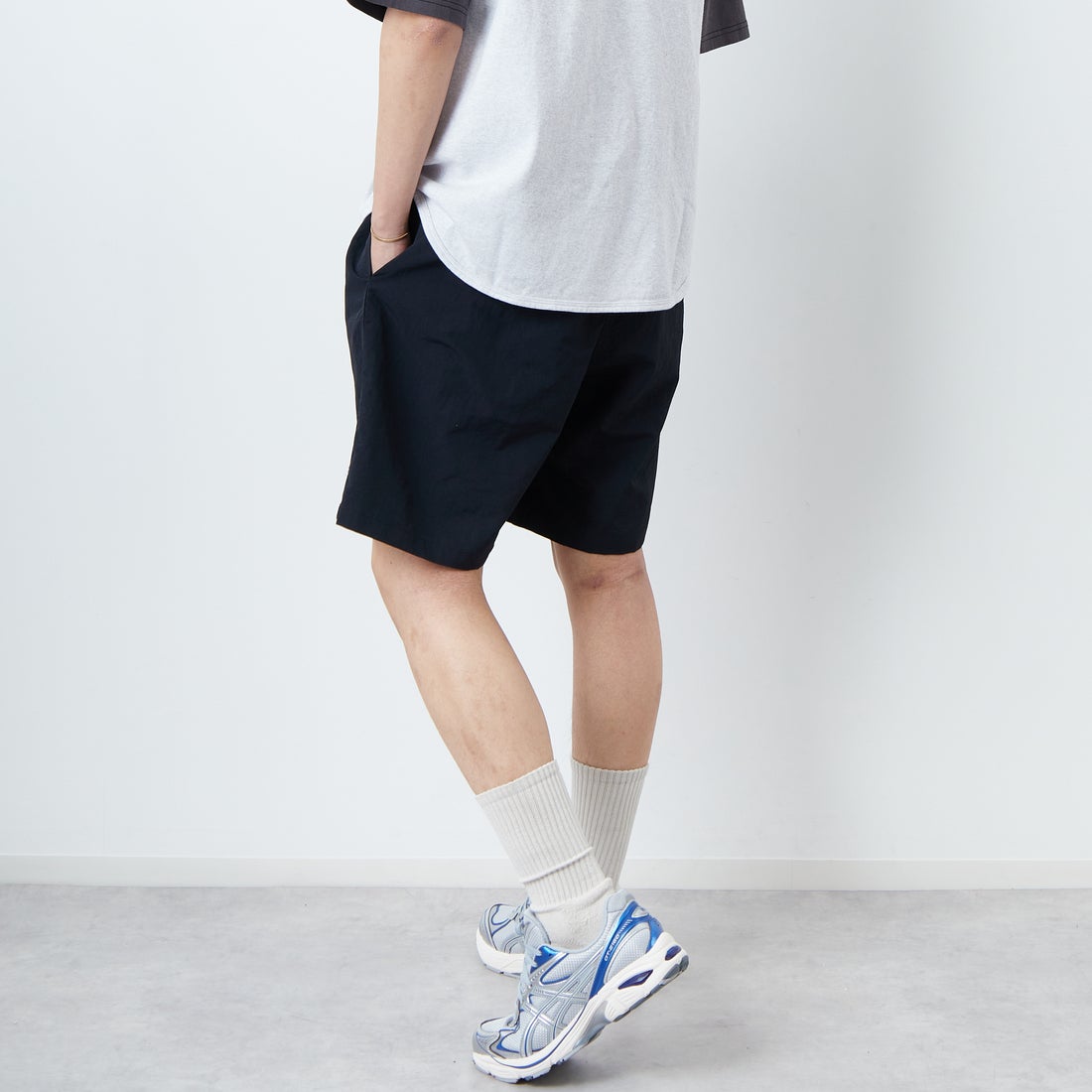 GRAMiCCi [グラミチ] ナイロンパッカブルGショーツ [G4SM-P146] BLACK &&モデル身長：179cm 着用サイズ：L&&