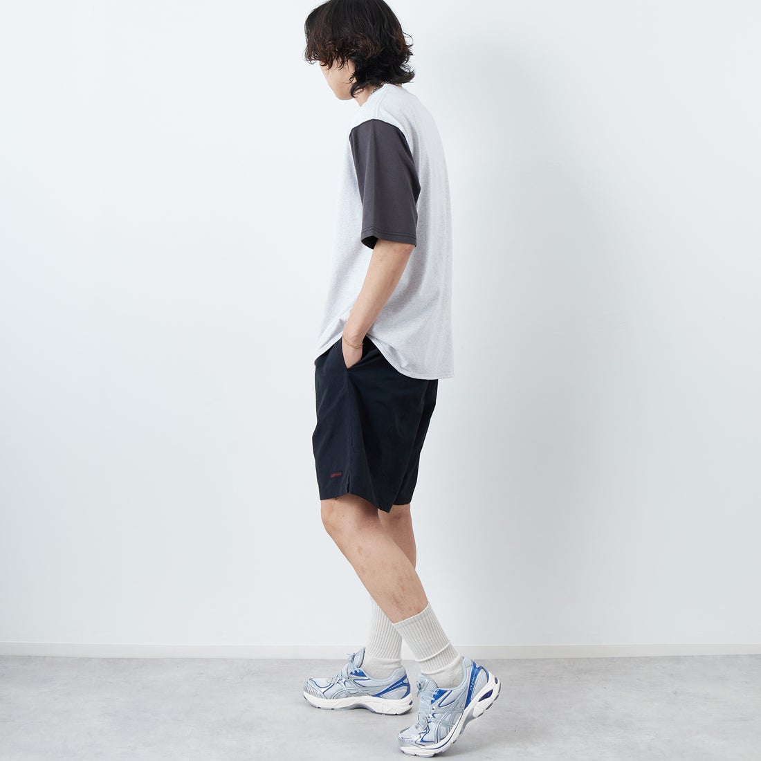 GRAMiCCi [グラミチ] ナイロンパッカブルGショーツ [G4SM-P146] BLACK &&モデル身長：179cm 着用サイズ：L&&