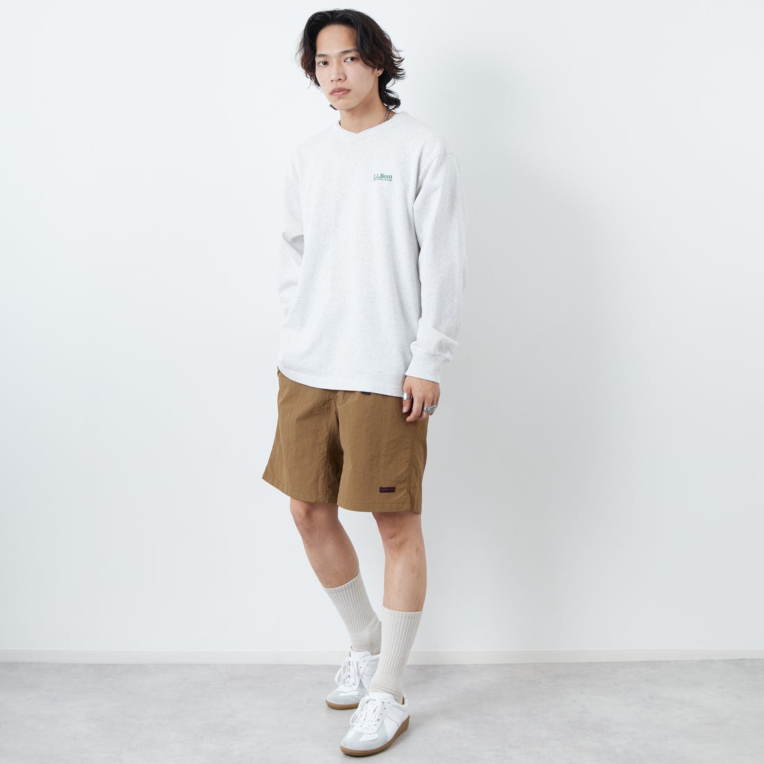 GRAMiCCi [グラミチ] ナイロンパッカブルGショーツ [G4SM-P146] COYOTE &&モデル身長：179cm 着用サイズ：L&&