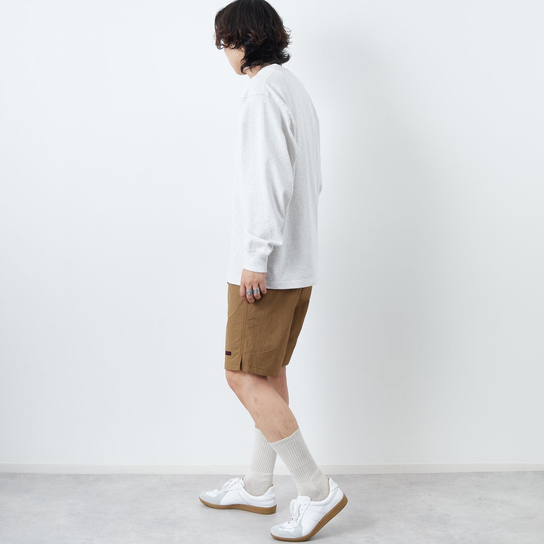 GRAMiCCi [グラミチ] ナイロンパッカブルGショーツ [G4SM-P146] COYOTE &&モデル身長：179cm 着用サイズ：L&&