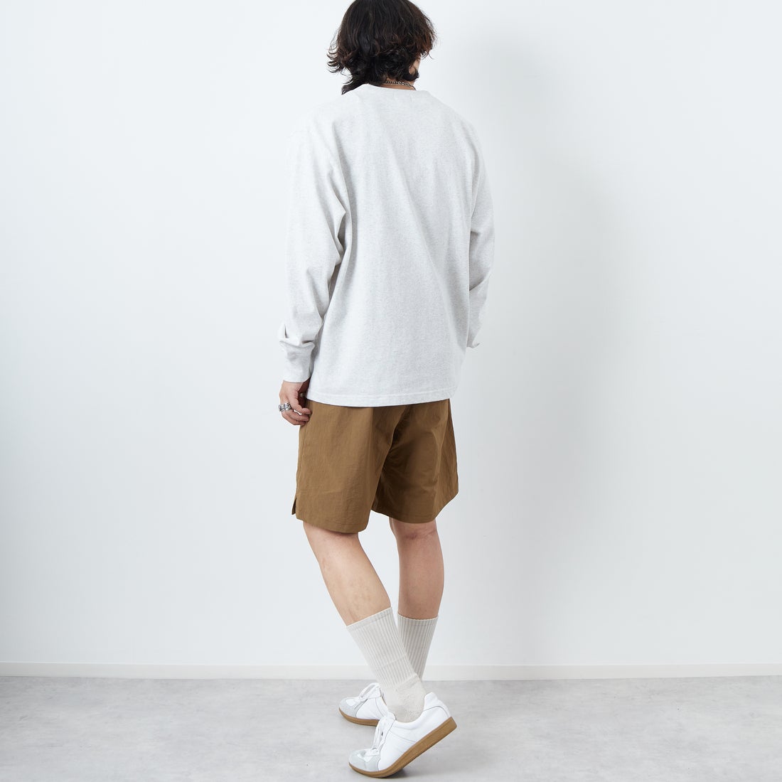 GRAMiCCi [グラミチ] ナイロンパッカブルGショーツ [G4SM-P146] COYOTE &&モデル身長：179cm 着用サイズ：L&&