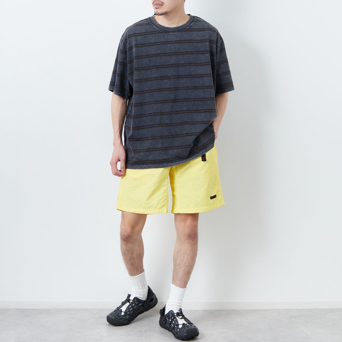 GRAMiCCi [グラミチ] ナイロンパッカブルGショーツ [G4SM-P146] SUN FLOWER &&モデル身長：168cm 着用サイズ：M&&