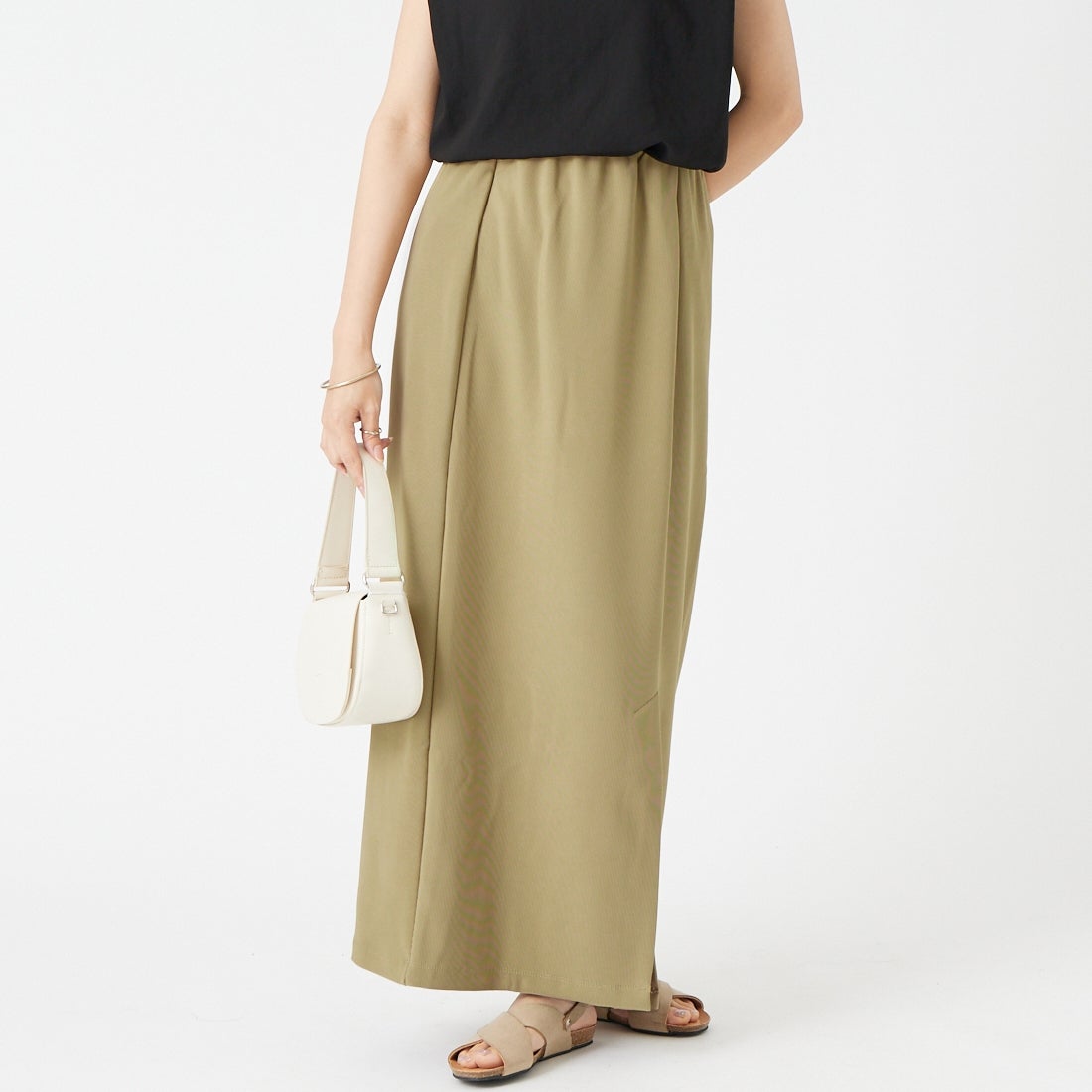 nenom [ネノム] マルチWAYナロースカート [NE23142065] 39 KHAKI &&モデル身長：162cm 着用サイズ：F&&