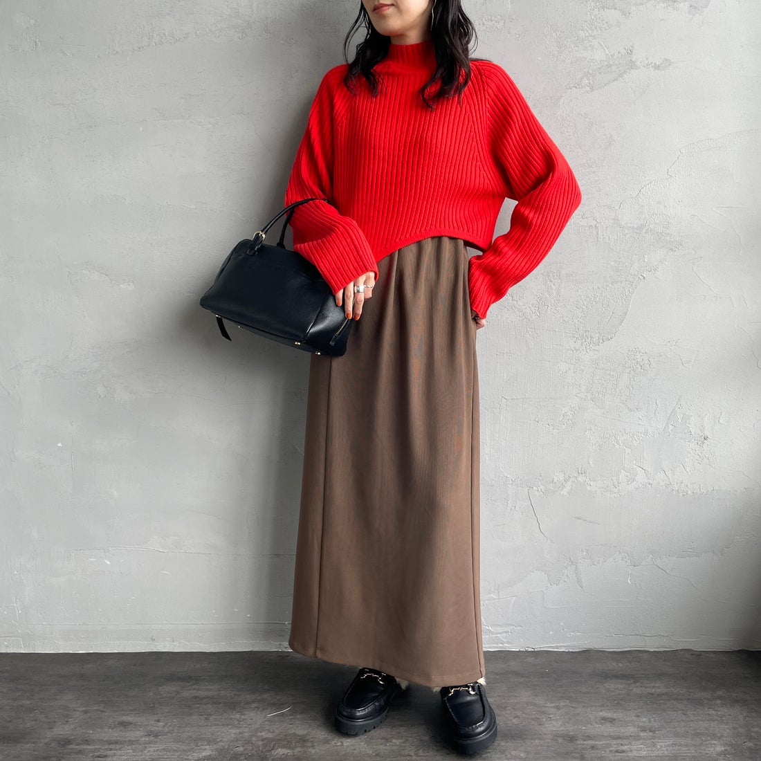 nenom [ネノム] マルチWAYナロースカート [NE23142065] 28 BROWN &&モデル身長：160cm 着用サイズ：F&&