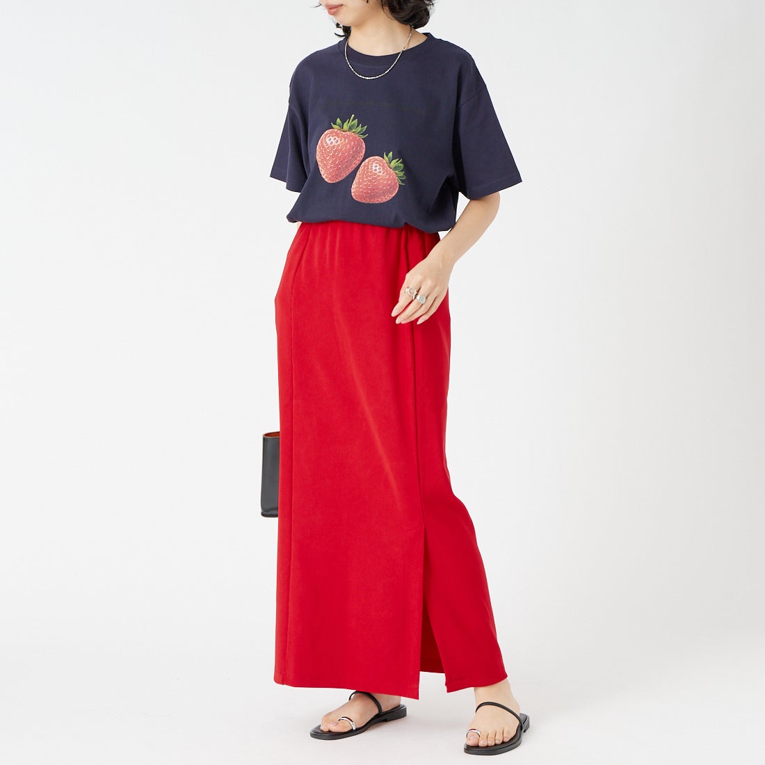 nenom [ネノム] マルチWAYナロースカート [NE23142065] 46 RED &&モデル身長：162cm 着用サイズ：F&&