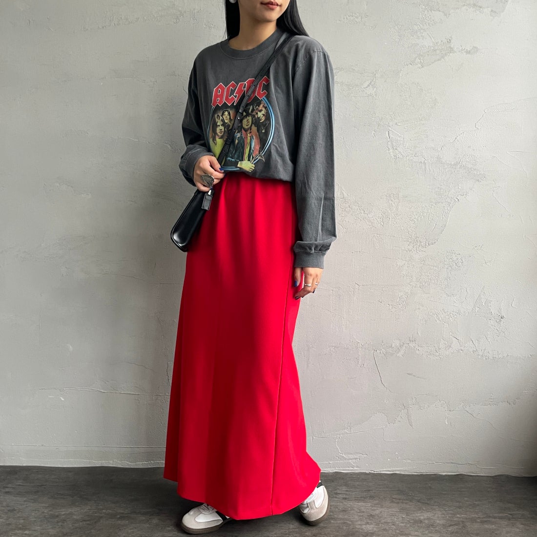 nenom [ネノム] マルチWAYナロースカート [NE23142065] 46 RED &&モデル身長：156cm 着用サイズ：F&&