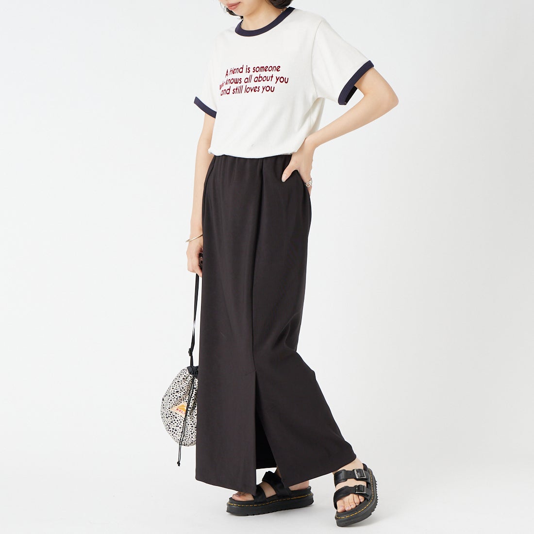 nenom [ネノム] マルチWAYナロースカート [NE23142065] 09 BLACK &&モデル身長：162cm 着用サイズ：F&&