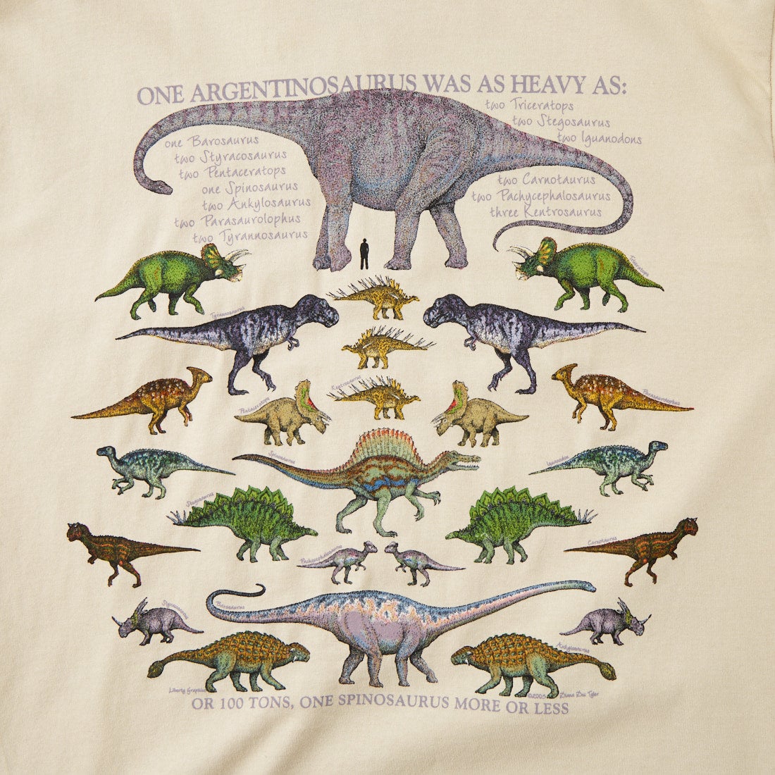 LIBERTY GRAPHICS [リバティーグラフィックス] ワンダイナソープリントTシャツ [ONE-DINOSAUR-IS] STONE