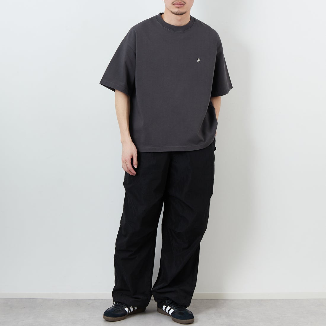 Gymphlex [ジムフレックス] ショートスリーブクルーネックTシャツ [GY-C0441DDH] CHARCOAL &&モデル身長：168cm 着用サイズ：M&&
