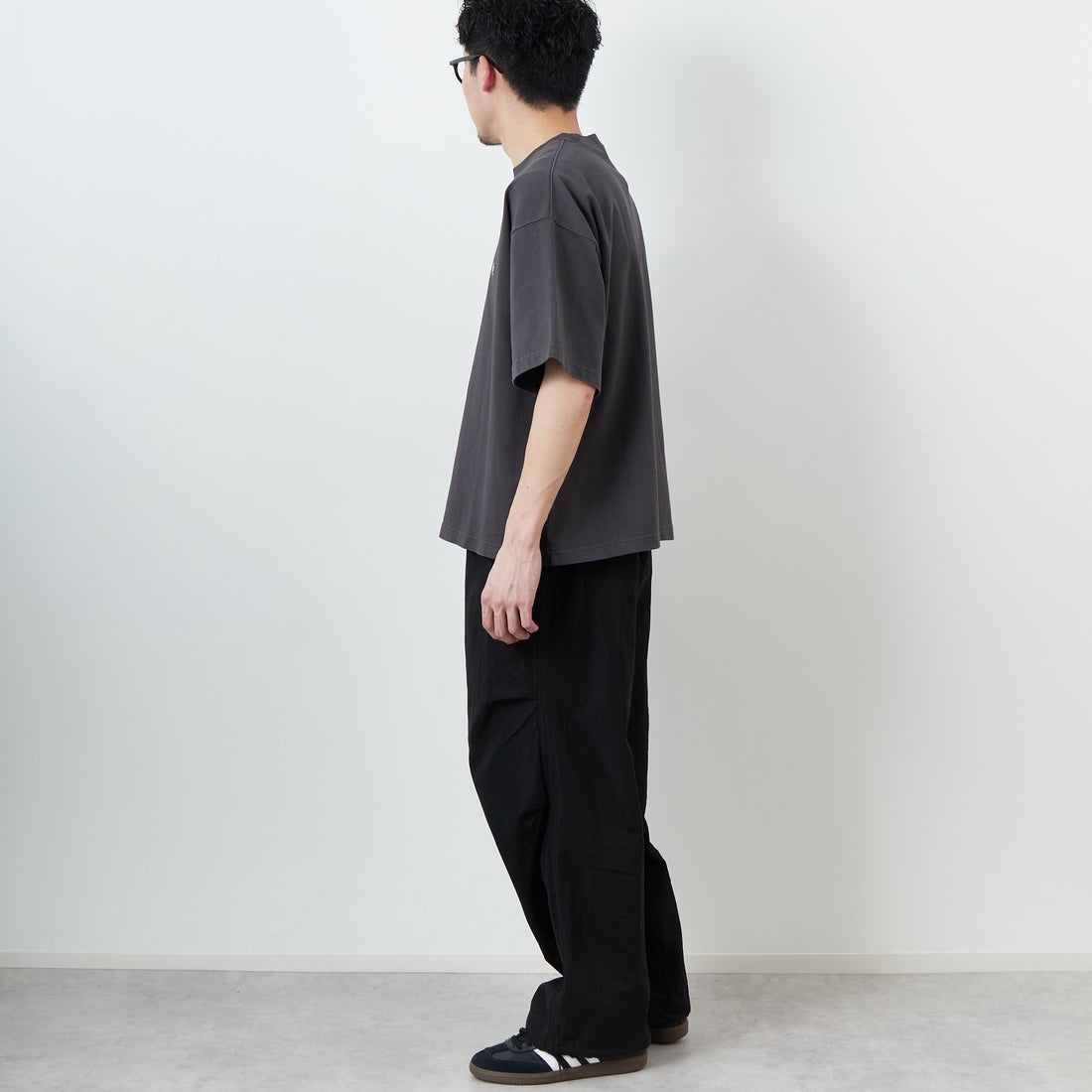 Gymphlex [ジムフレックス] ショートスリーブクルーネックTシャツ [GY-C0441DDH] CHARCOAL &&モデル身長：168cm 着用サイズ：M&&
