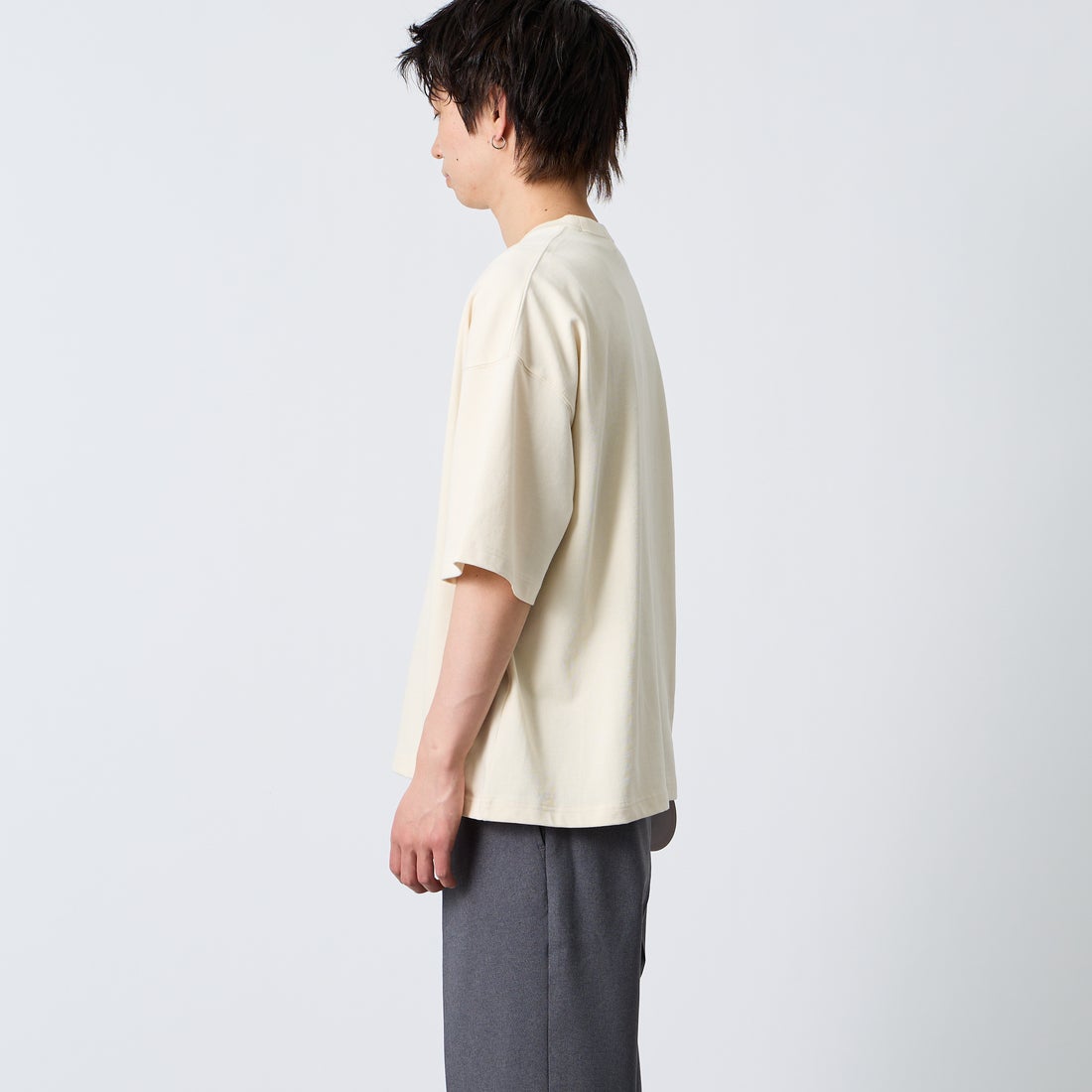 Gymphlex [ジムフレックス] ショートスリーブクルーネックTシャツ [GY-C0441DDH] IVORY &&モデル身長：177cm 着用サイズ：L&&