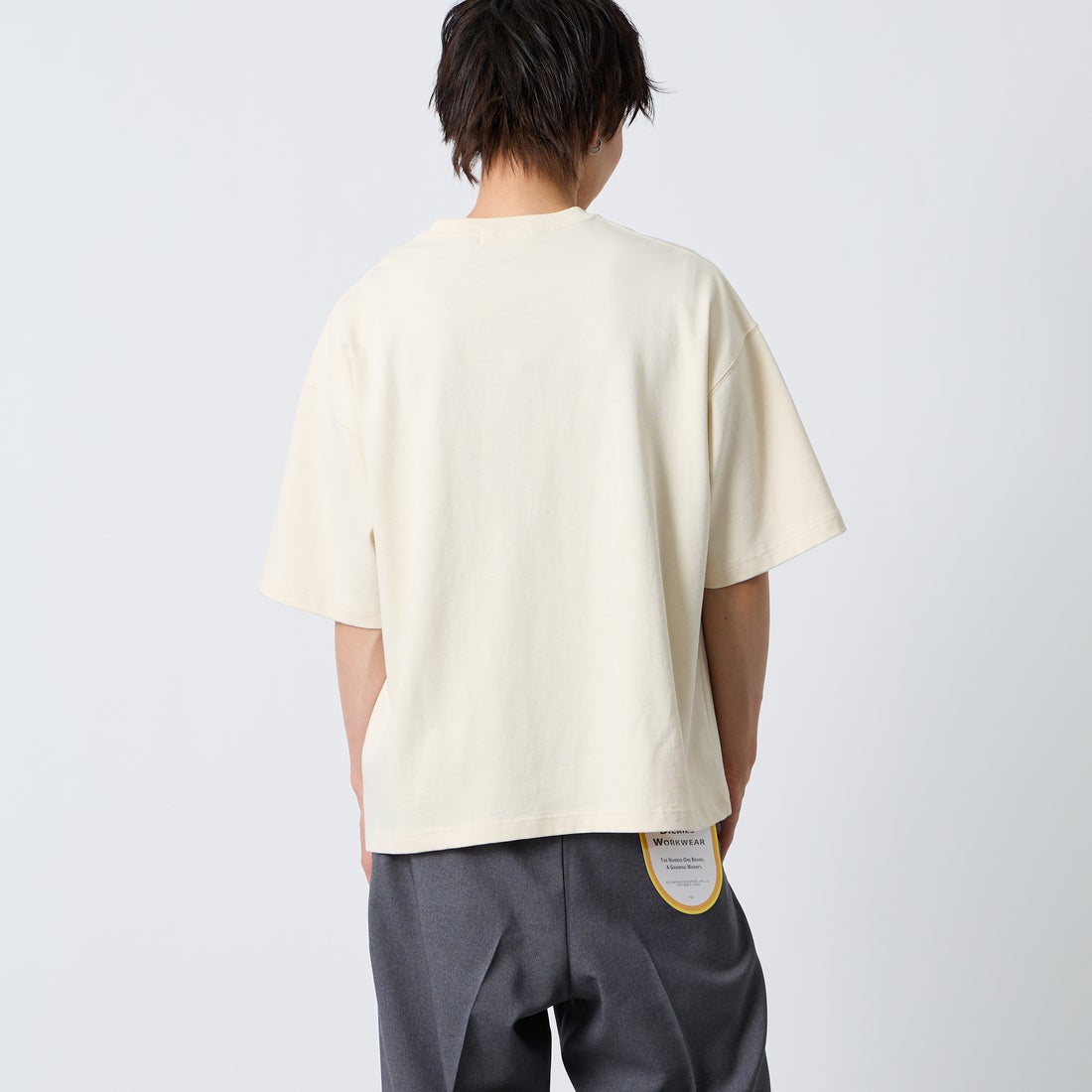 Gymphlex [ジムフレックス] ショートスリーブクルーネックTシャツ [GY-C0441DDH] IVORY &&モデル身長：177cm 着用サイズ：L&&