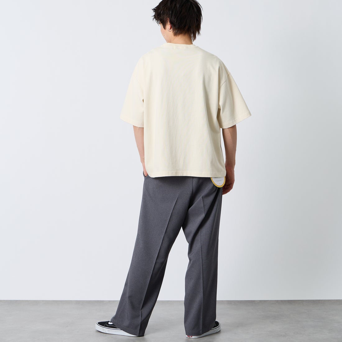 Gymphlex [ジムフレックス] ショートスリーブクルーネックTシャツ [GY-C0441DDH] IVORY &&モデル身長：177cm 着用サイズ：L&&
