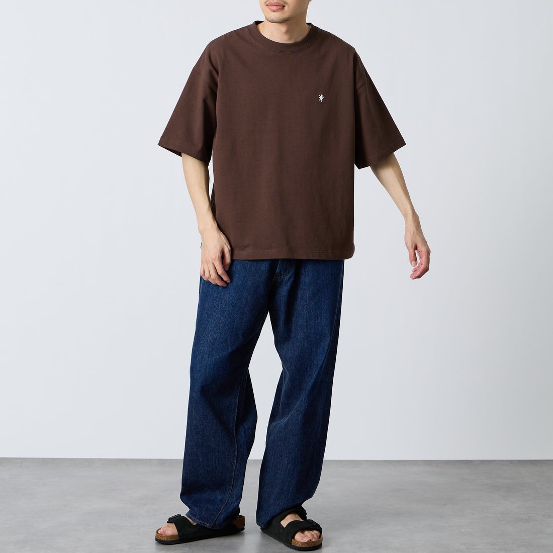 Gymphlex [ジムフレックス] ショートスリーブクルーネックTシャツ [GY-C0441DDH] BROWN &&モデル身長：168cm 着用サイズ：M&&