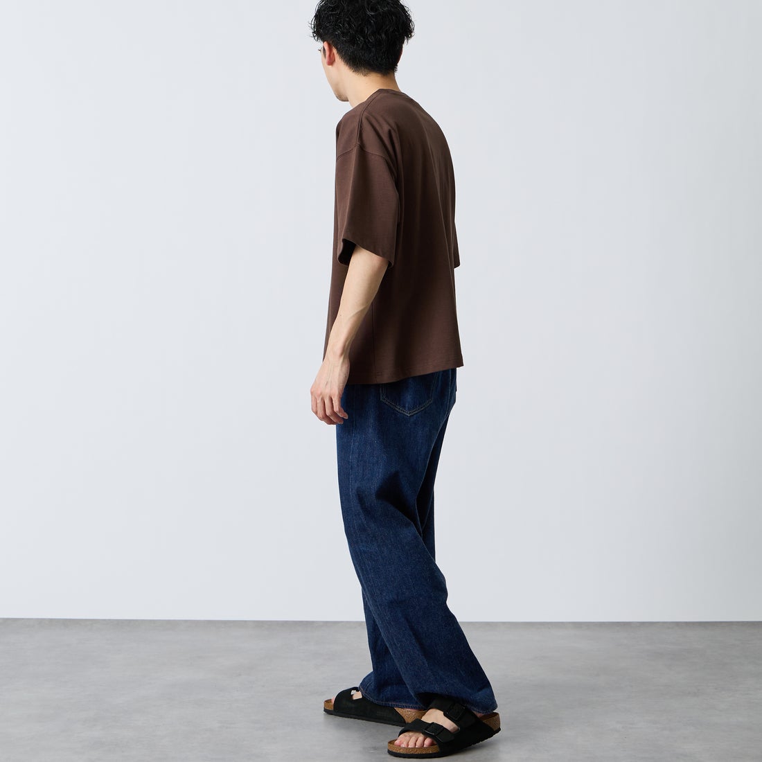 Gymphlex [ジムフレックス] ショートスリーブクルーネックTシャツ [GY-C0441DDH] BROWN &&モデル身長：168cm 着用サイズ：M&&