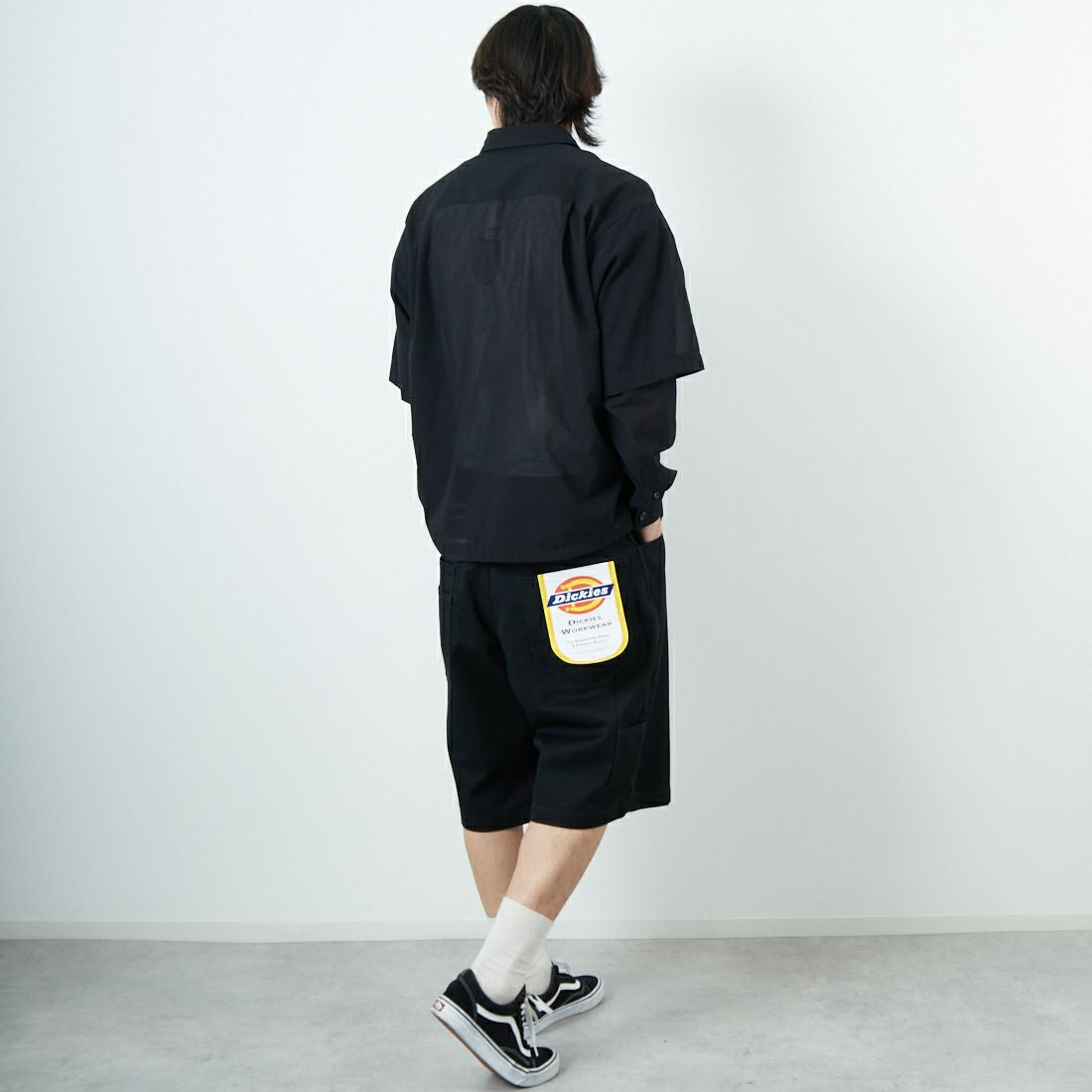 SEDAN ALL-PURPOSE [セダン オールパーパス] コンバーチブルワークシャツ [SD25S-SH02] BLACK &&モデル身長：179cm 着用サイズ：M&&