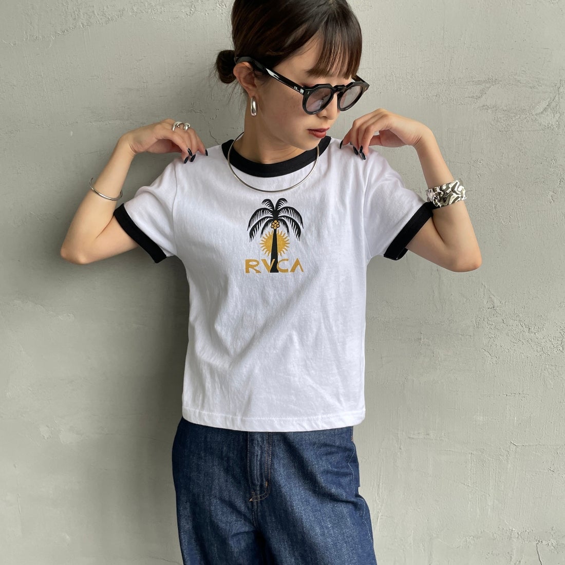 RVCA [ルーカ] パームツリーベビーリンガーTシャツ [BF04C205]