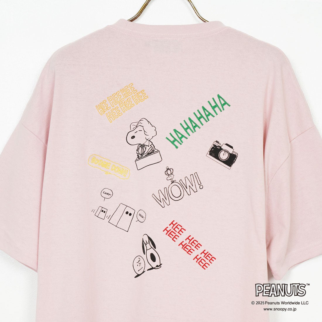 PEANUTS × JEANS FACTORY [ピーナッツ × ジーンズファクトリー] 別注 PEANUTS ヨセガキTシャツ [JFC-252-025-JF] PINK