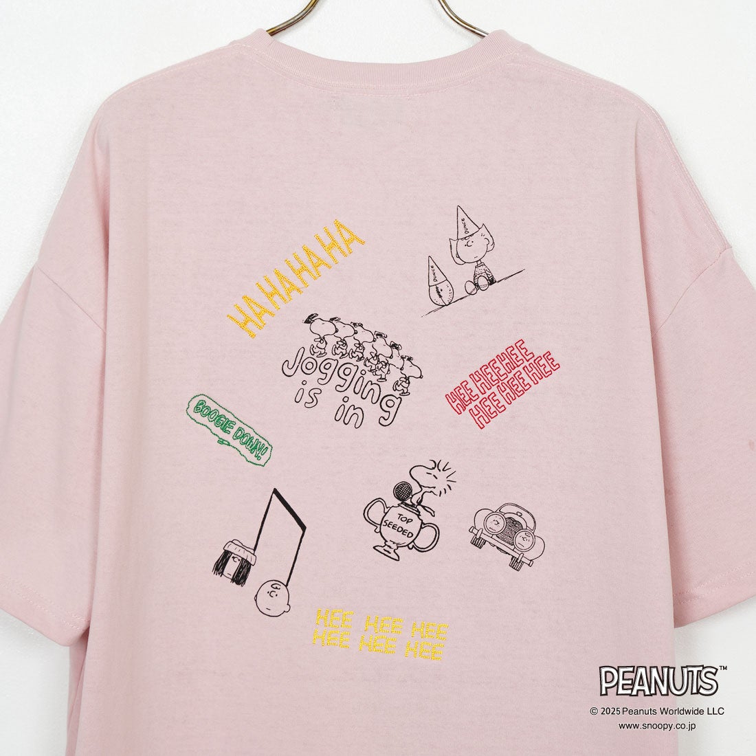 PEANUTS × JEANS FACTORY [ピーナッツ × ジーンズファクトリー] 別注 PEANUTS ヨセガキTシャツ [JFC-252-026-JF] PINK