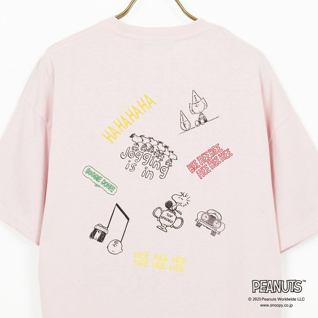 PEANUTS × JEANS FACTORY [ピーナッツ × ジーンズファクトリー] 別注 PEANUTS ヨセガキTシャツ [JFC-252-026-JF] PINK