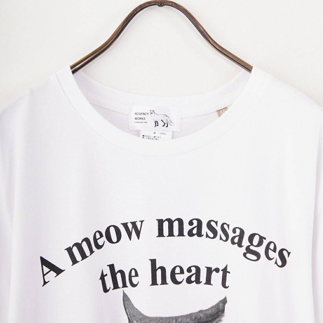 REGENCY WORKS [リージェンシーワークス] Meow メッセージショートスリーブTシャツ [02076-11] WHITE/BLAC
