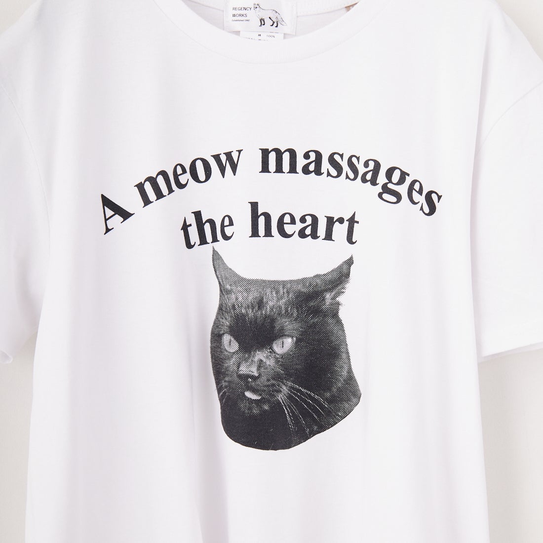 REGENCY WORKS [リージェンシーワークス] Meow メッセージショートスリーブTシャツ [02076-11] WHITE/BLAC