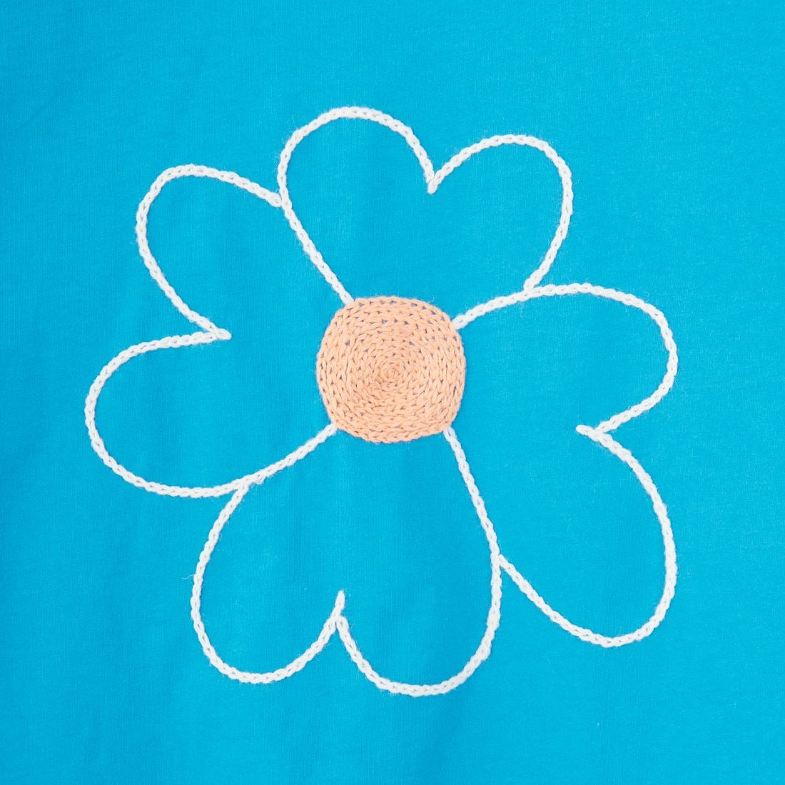 ChahChah [チャーチャー] フラワー刺繍ショートスリーブTシャツ [CC-25SS-C01] AQUA BLUE