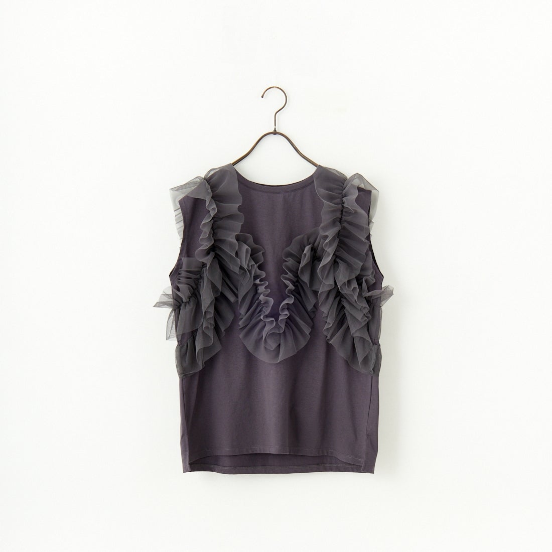 nenom [ネノム] マルチWAY チュールフリルドッキングノースリーブTシャツ [NE25112033] 08 CHARCOA