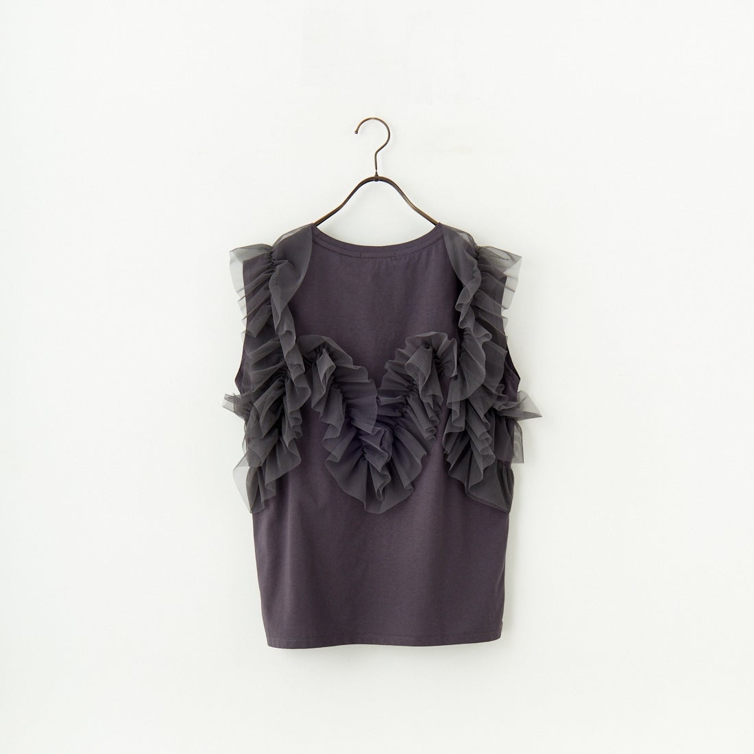 nenom [ネノム] マルチWAY チュールフリルドッキングノースリーブTシャツ [NE25112033] 08 CHARCOA