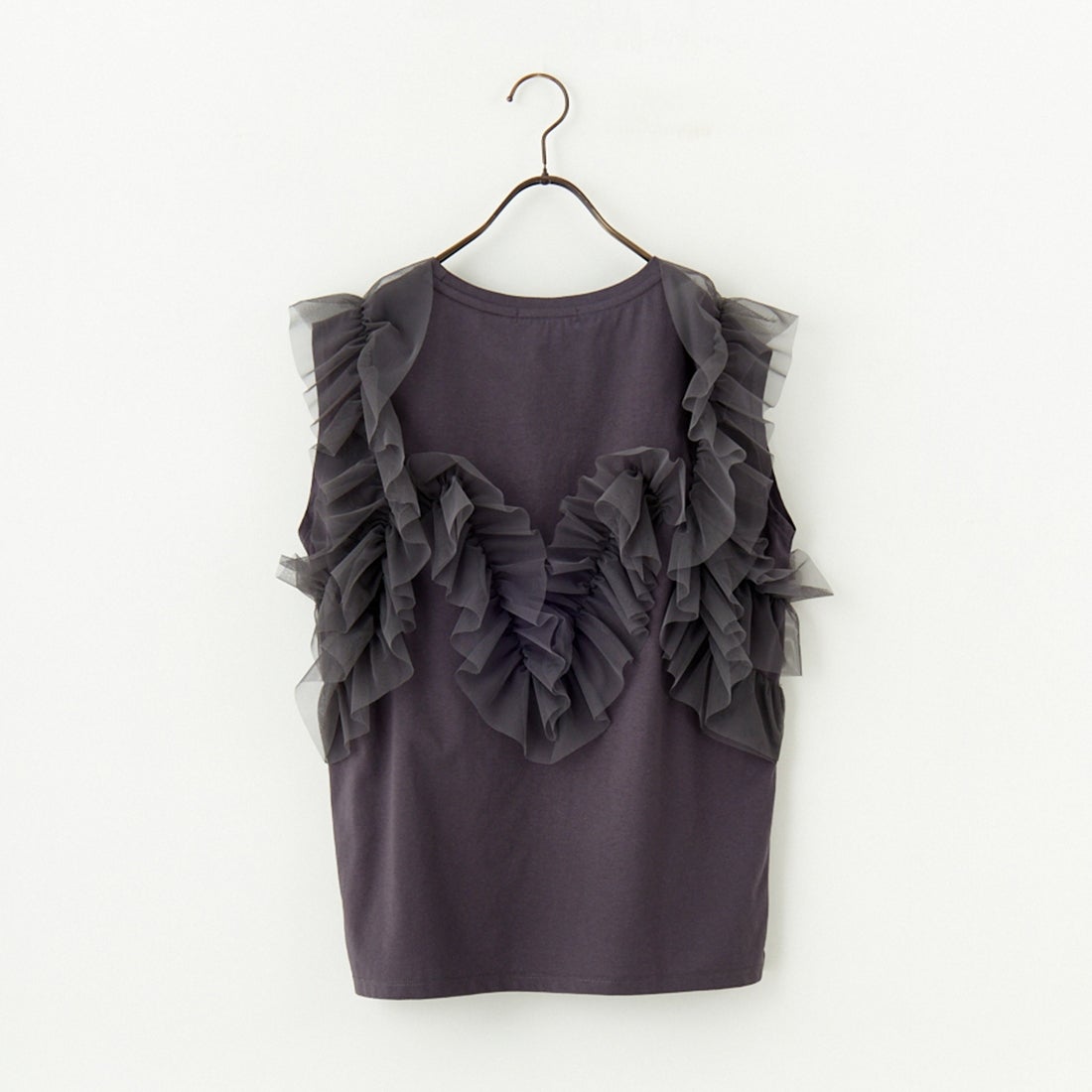 nenom [ネノム] マルチWAY チュールフリルドッキングノースリーブTシャツ [NE25112033] 08 CHARCOA