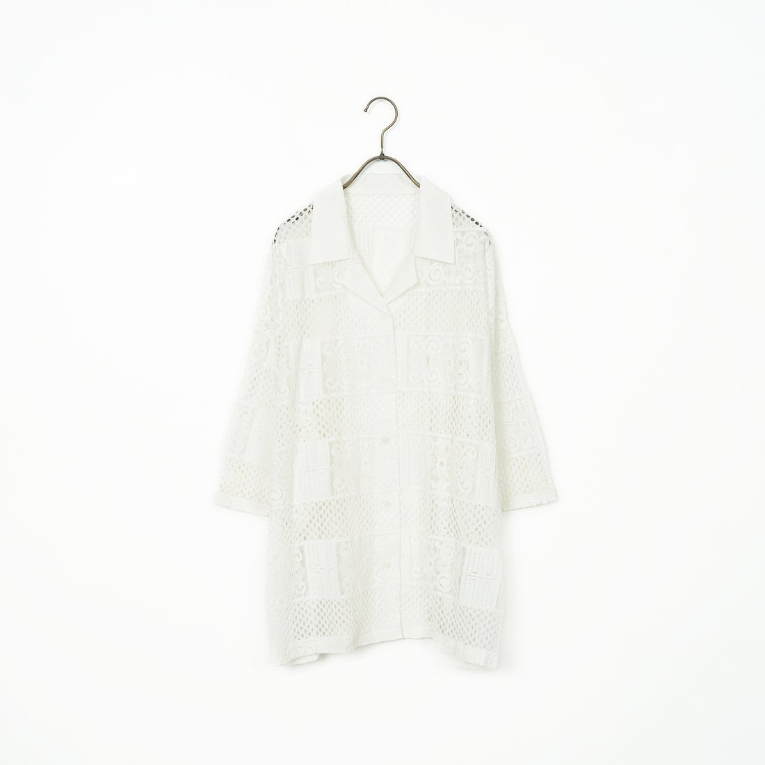 Jeans Factory Clothes [ジーンズファクトリークローズ] カットレース7分袖シャツ [L4114] 100 WHITE