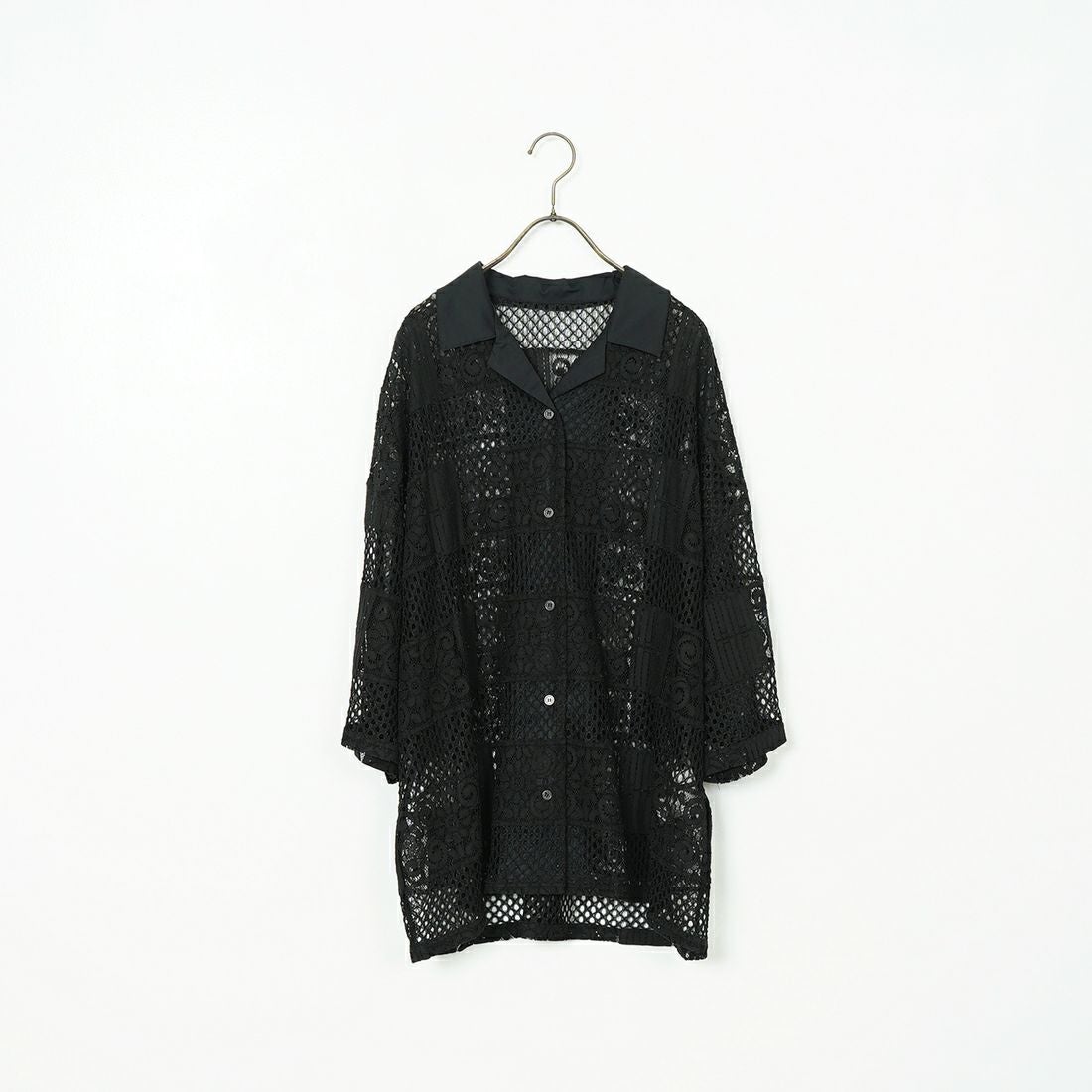 Jeans Factory Clothes [ジーンズファクトリークローズ] カットレース7分袖シャツ [L4114] 190 BLACK