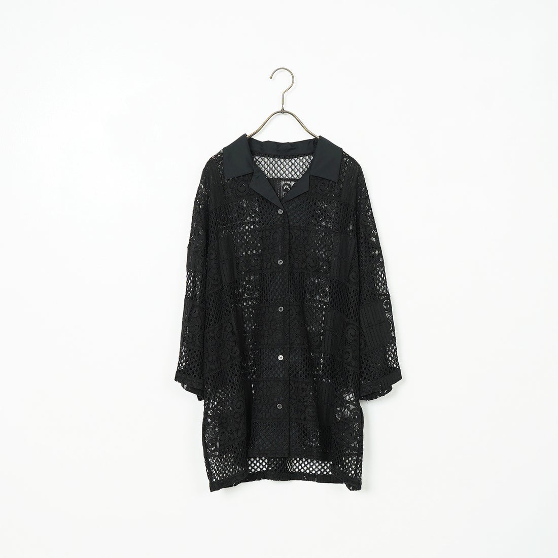 Jeans Factory Clothes [ジーンズファクトリークローズ] カットレース7分袖シャツ [L4114] 190 BLACK