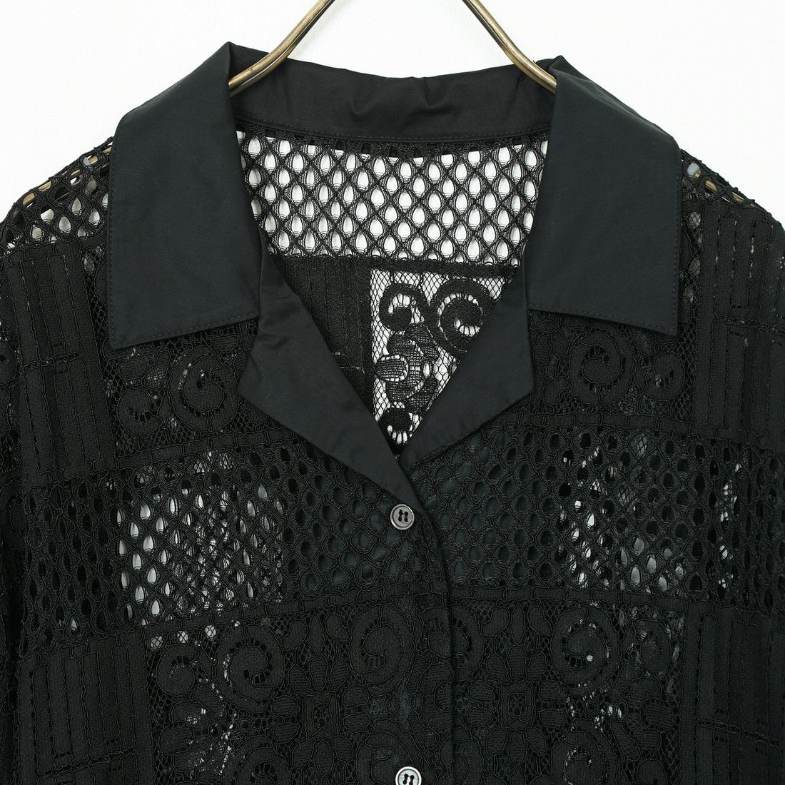 Jeans Factory Clothes [ジーンズファクトリークローズ] カットレース7分袖シャツ [L4114] 190 BLACK