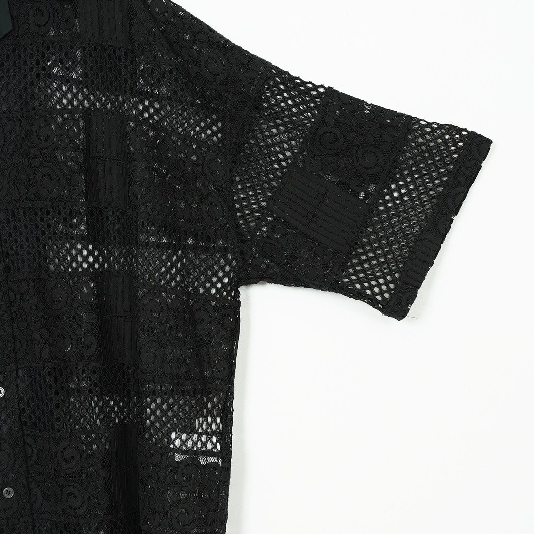 Jeans Factory Clothes [ジーンズファクトリークローズ] カットレース7分袖シャツ [L4114] 190 BLACK