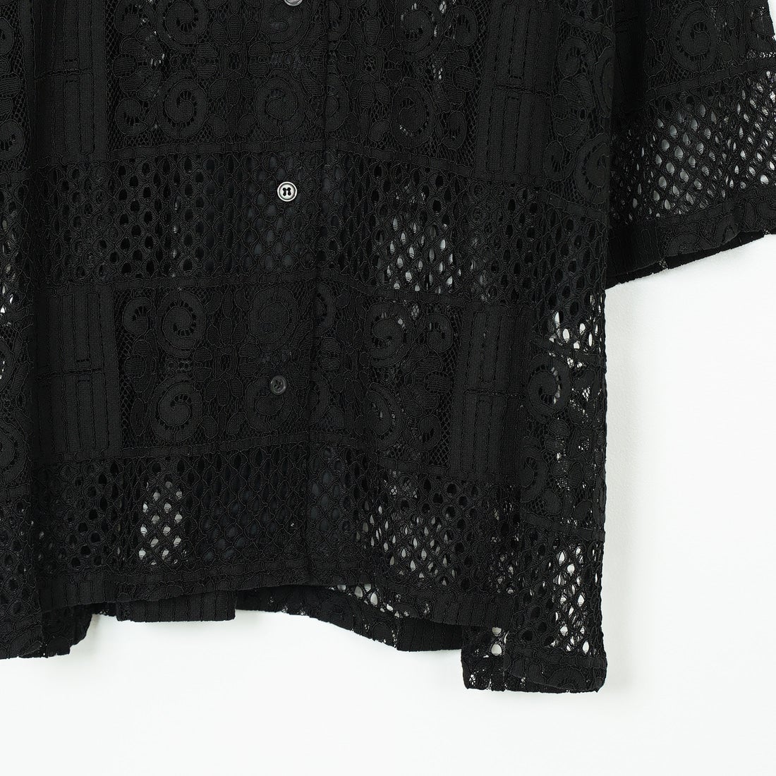 Jeans Factory Clothes [ジーンズファクトリークローズ] カットレース7分袖シャツ [L4114] 190 BLACK