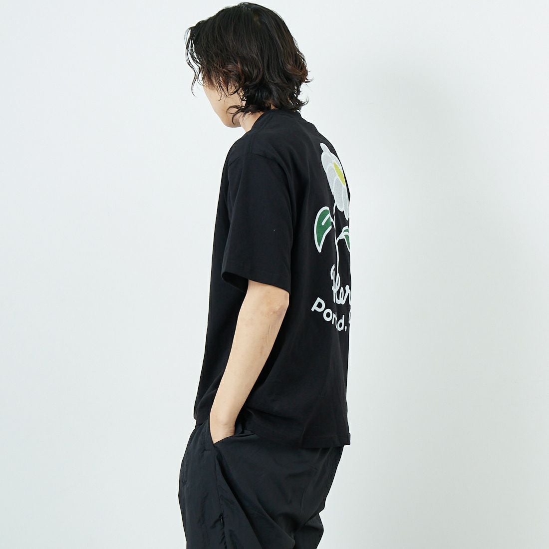 POLeR [ポーラー] フラワープリントTシャツ [259MCV0032-JF] BLACK &&モデル身長：179cm 着用サイズ：M&&