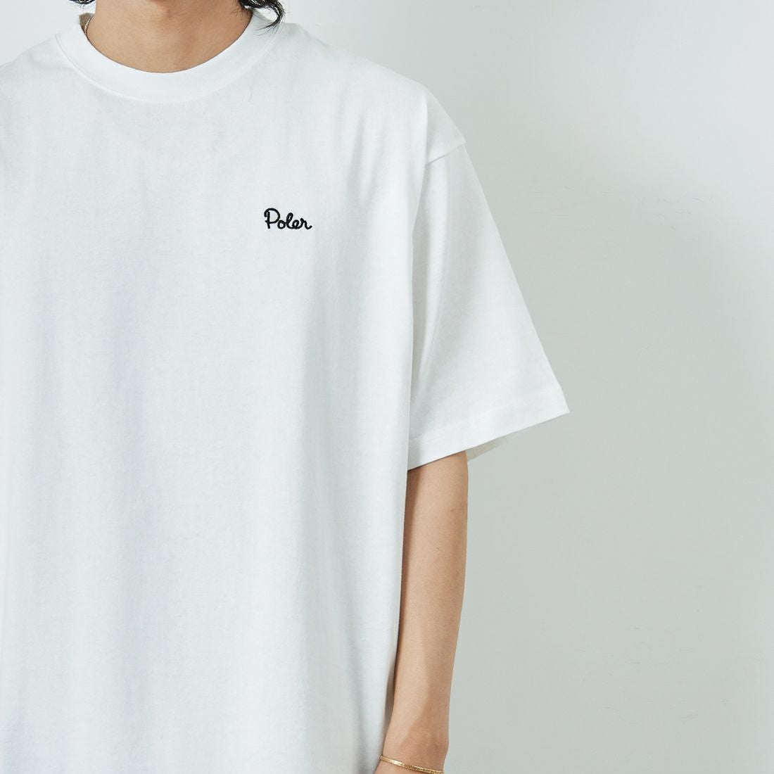 POLeR [ポーラー] フラワープリントTシャツ [259MCV0032-JF] WHITE &&モデル身長：179cm 着用サイズ：L&&