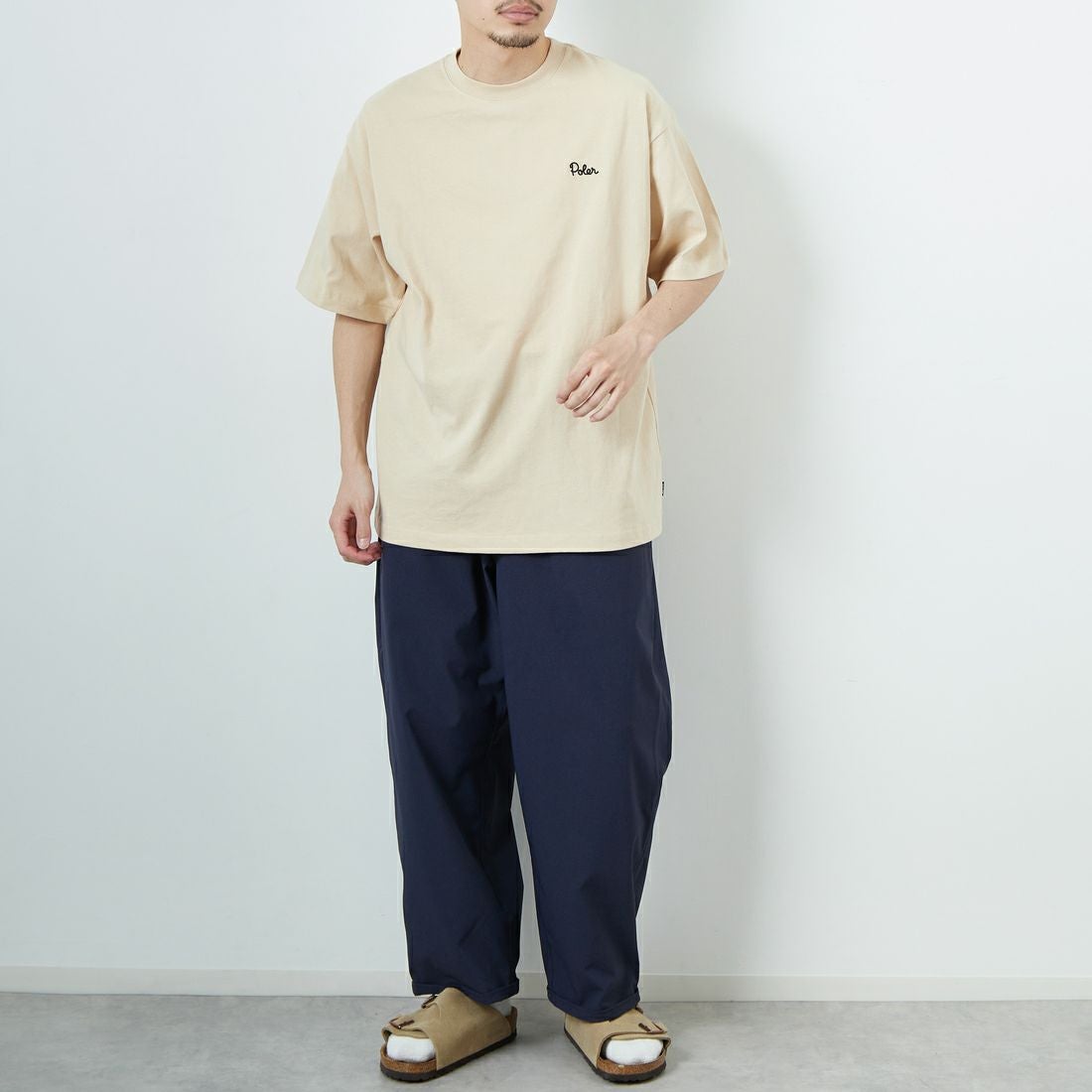 POLeR [ポーラー] フラワープリントTシャツ [259MCV0032-JF] S.BEIGE &&モデル身長：168cm 着用サイズ：M&&