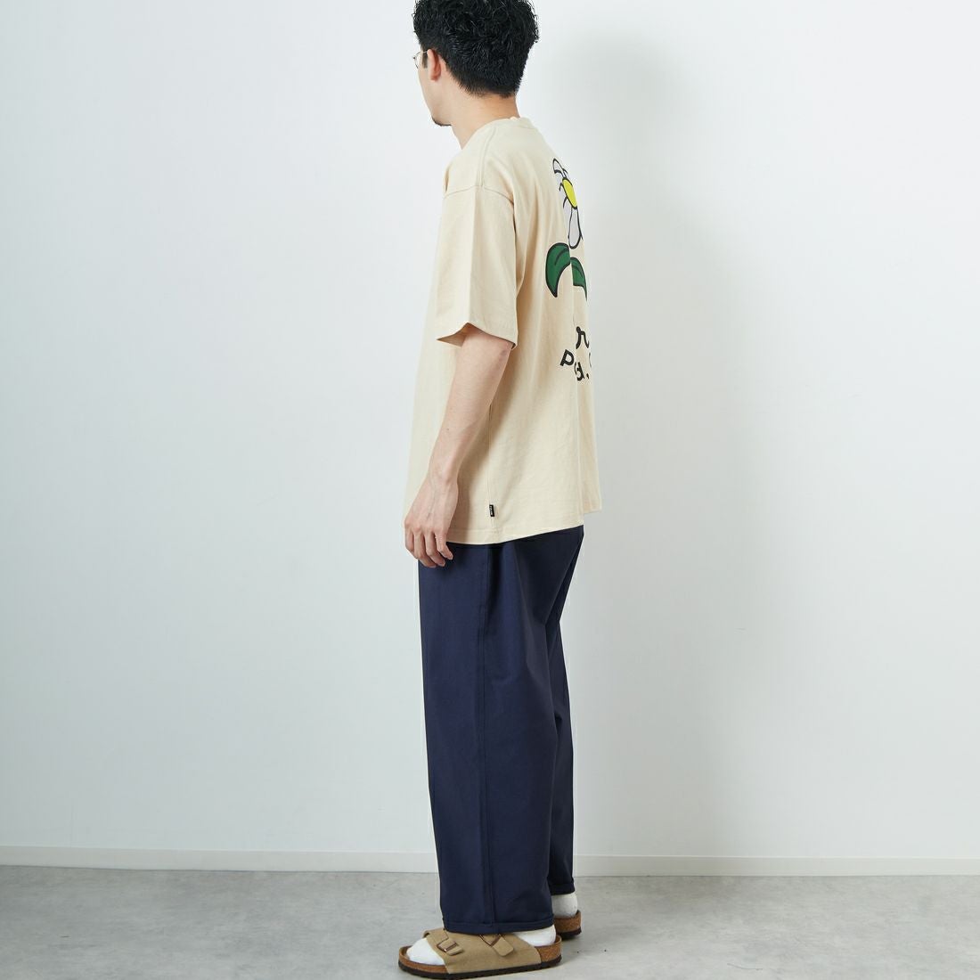 POLeR [ポーラー] フラワープリントTシャツ [259MCV0032-JF] S.BEIGE &&モデル身長：168cm 着用サイズ：M&&
