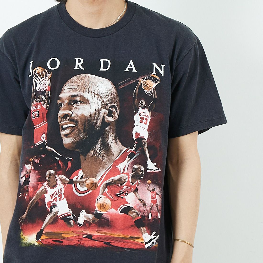 THRIFTY LOOK [スリフティールック] マイケルジョーダンTシャツ [TL24S076-B2] BLACK2 &&モデル身長：179cm 着用サイズ：L&&