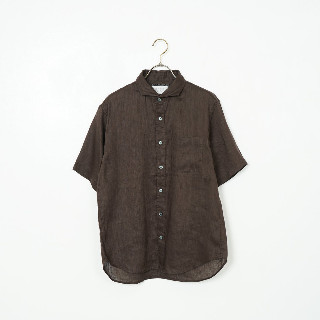33Degrees [サーティスリーディグリーズ] フレンチリネン ショートスリーブシャツ [BFP612] BROWN