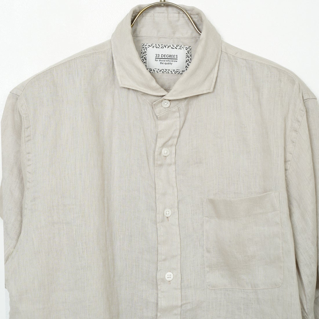 33Degrees [サーティスリーディグリーズ] フレンチリネン ショートスリーブシャツ [BFP612] BEIGE
