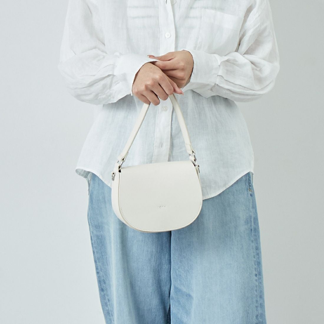 Jeans Factory Clothes [ジーンズファクトリークローズ] ロングスリーブ リネンシャツ [LFE101] WHITE &&モデル身長：167cm 着用サイズ：F&&