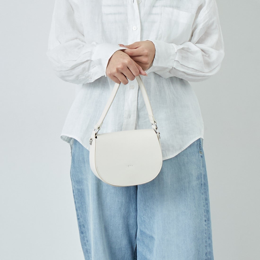 Jeans Factory Clothes [ジーンズファクトリークローズ] ロングスリーブ リネンシャツ [LFE101] WHITE &&モデル身長：167cm 着用サイズ：F&&